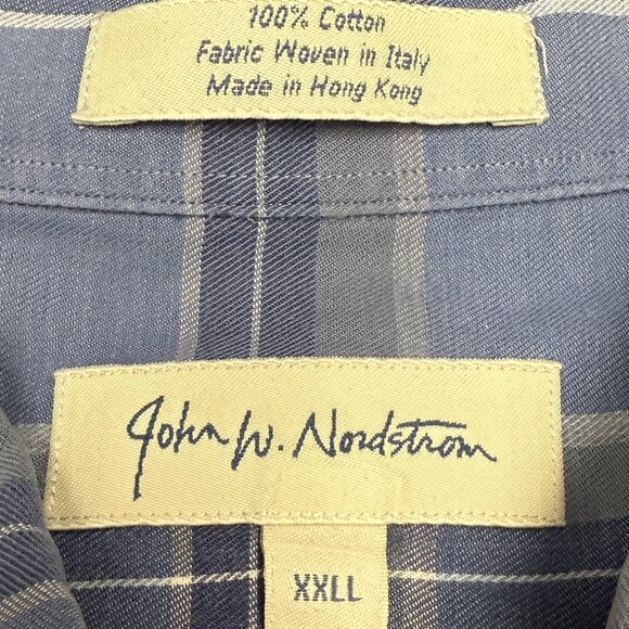 Men's JOHN‎ W. NORDSTROM Blue Italian Fabric Button Down Shirt- Size XXLL (Tall) - Picture 5 of 10